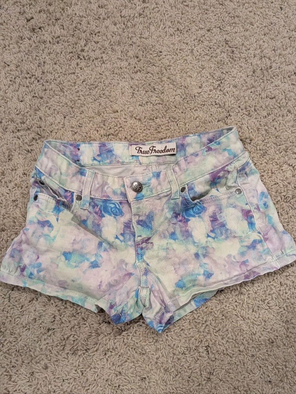 True Freedom Floral/Watercolor Jean Shorts